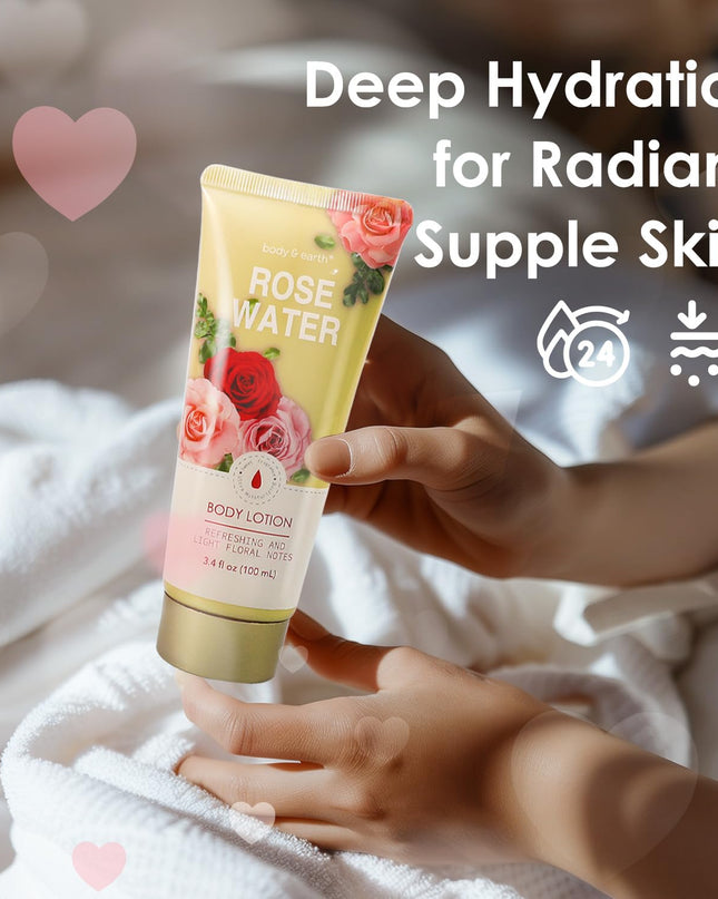 Body & Earth Spa Baskets for Women - 5 Piece Rose Scented Bath Sets with Shower Gel, Body Scrub, Body Lotion, Hand Soap, Mothers Day Gifts for Mom