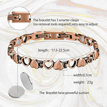 Magnetic Bracelet For Women Magnetic Copper Bracelet With 3 More Smarter Clasps Love Heart