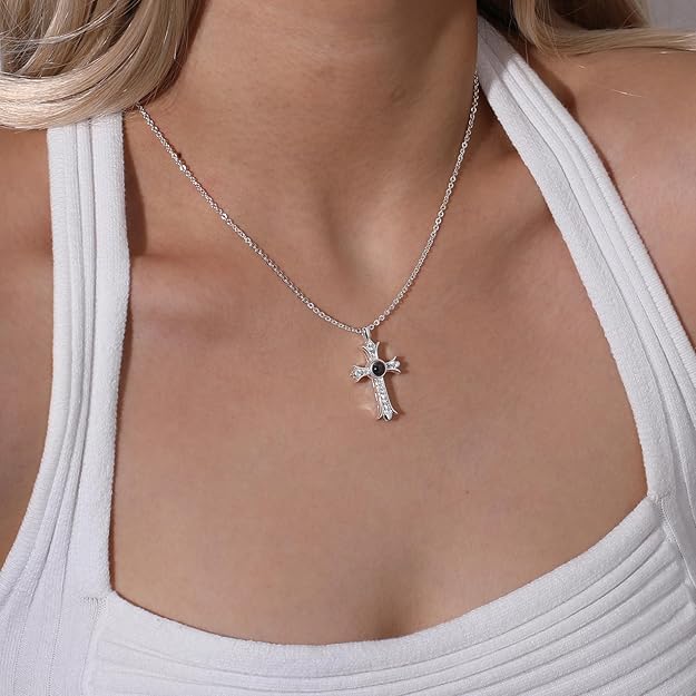 Cross Necklace for Women, Bible Verse Cross Pendant Chain Christian Religious Jewelry Gift