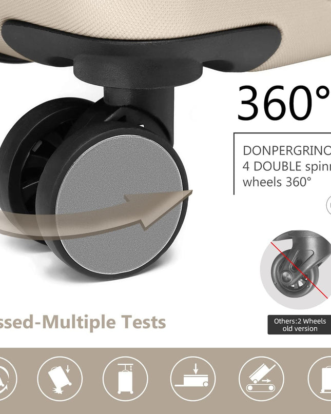 LARVENDER Luggage Sets for Women 5 Piece Hardside Expandable Suitcases with Wheels TSA Lock, Lightweight Travel Carry On Suitcase Set with Cosmetic Case, Cream White