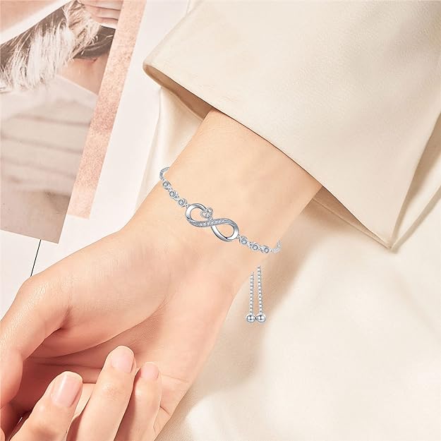 Infinity Love Bracelets for Women Girls, Birthday Mothers Day Jewelry Gifts for Her Girlfriend Wife Mom from Daughter Son