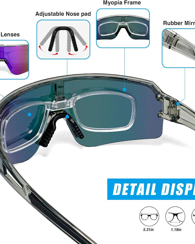 Cycling Glasses Polarized Sports Sunglasses, UV400 Baseball Sunglasses Softball Running Biking for Men Women