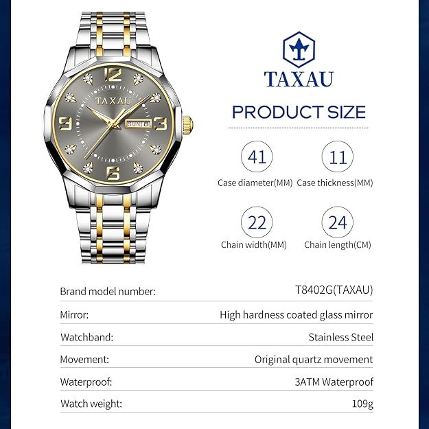 Mens Watches,Big Dial Watches for Men,Mens Stainless Steel Watches,Analog Quartz Watches Men,Waterproof Mens Watches,Roman Numerals Watches,Relojes para Hombre，Men Wrist Watches，Dress Watches