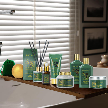 Eucalyptus Spa Bath Gift Baskets Set for Women and Men Bath and Body Gift Basket for Women Fathers Mothers Day Bath Spa Kit Set Perfume Self Skin Care Gift Set for Christmas Birthday