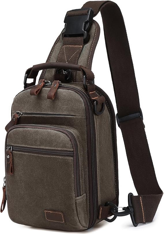 Nerlion Sling Bag for Men Waxed Canvas Crossbody Bag Chest Bag Water Resistant Shoulder Bag Casual Daypack