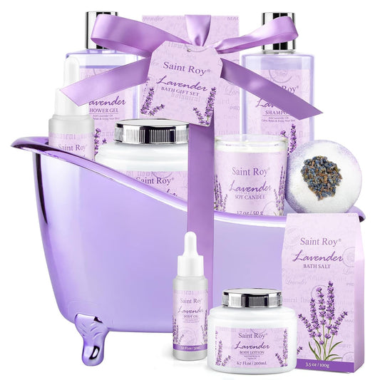 Lavender scented gifts for mom Spa Gift Baskets for Woman - spa baskets for women gift Lavender Gifts for Women, Bath Set, Christmas Gifts for Ladies, Home Spa Kit Gifts for Her, Mothers Day