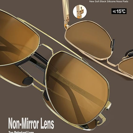 LUENX Aviator Sunglasses for Men Women Polarized New Shades Large Metal Frame - UV 400 Protection