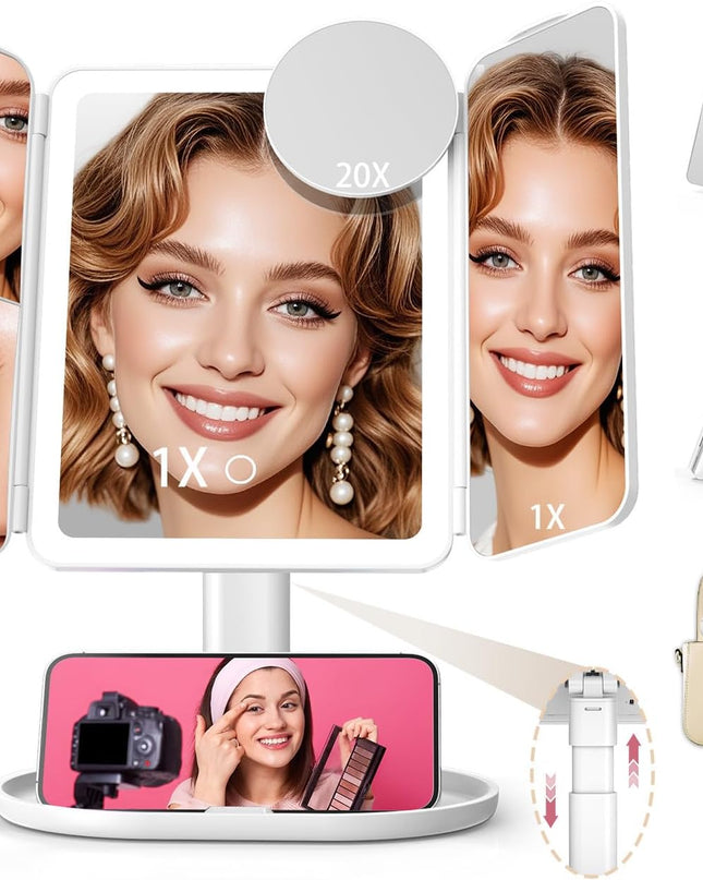 Makeup Mirror with Lights, 20X/7X/3X Magnifying Mirror with Light