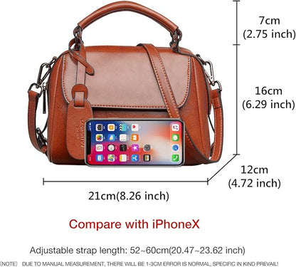 FOXLOVER Small Leather Crossbody Bags for Women Lady Shoulder Bag Top Handle Mini Handbag and Purse