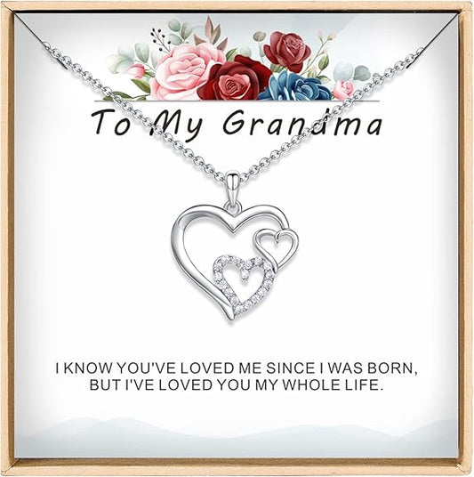 Grandma Gifts From Granddaughter Grandson, Mothers Day Necklace Christmas Birthday Gift From Granddaughter and Grandson, To My Grandmother Pendant Jewelry, Gift for Grandma. Nana Gift. Necklace for Nana