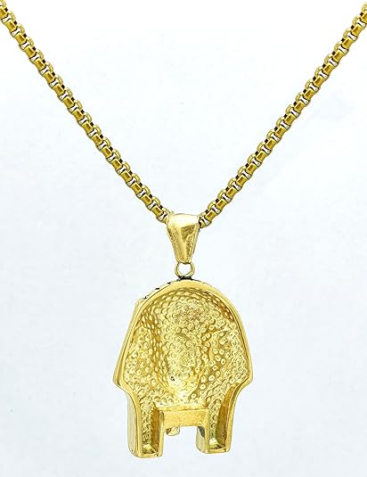 Men's Stainless Steel Egyptian Pharaoh Pendant for Punk Biker Vintage Gold Plated Necklace