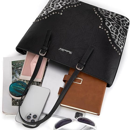 Montana West 3Pcs Tote Bag and Wallet Set Leopard Print Purses for Women Crossbody Satchel Handbags
