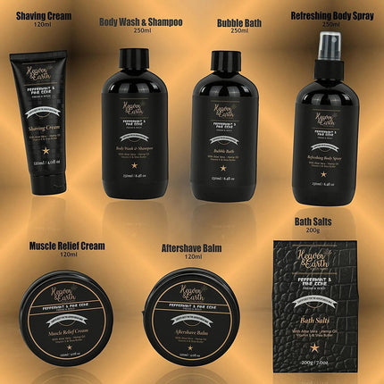 Christmas Gift Basket for Men Holiday Spa Basket! Best Grooming Kit for Husband & Dad! Mens Spa Set Peppermint Mens Spa Basket