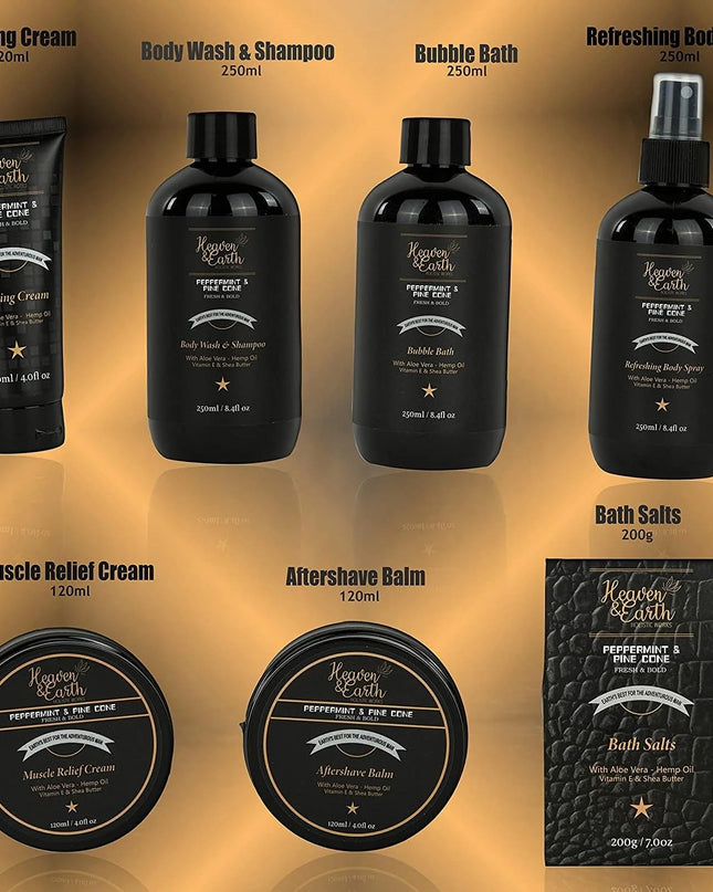 Christmas Gift Basket for Men Holiday Spa Basket! Best Grooming Kit for Husband & Dad! Mens Spa Set Peppermint Mens Spa Basket