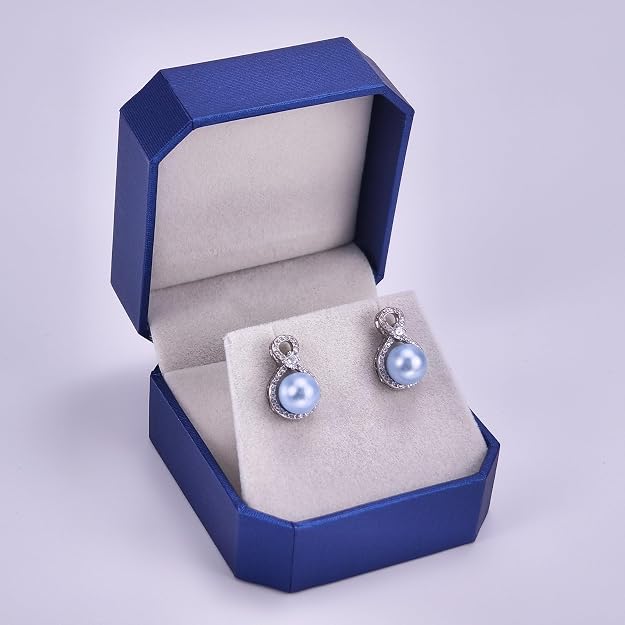 8mm Round Cultured Pearl Earrings 925 Sterling Silver Infinity Studs