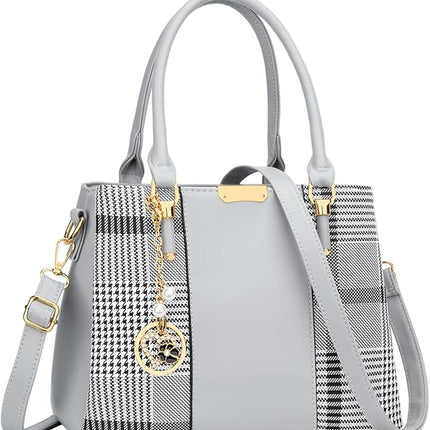 KKXIU 3 Zippered Compartments Purses and Handbags for Women Top Handle Satchel Shoulder Ladies Bags