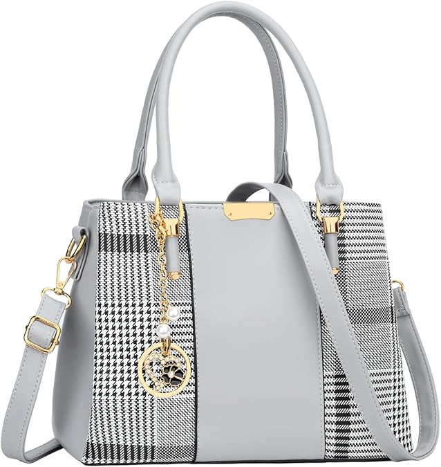 KKXIU 3 Zippered Compartments Purses and Handbags for Women Top Handle Satchel Shoulder Ladies Bags