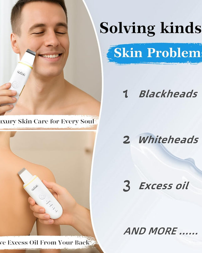 GUGUG Skin Scrubber Face Spatula Skin Spatula Pore Cleaner Blackhead Remover Tools for Facial Deep Cleansing-4 Modes -White