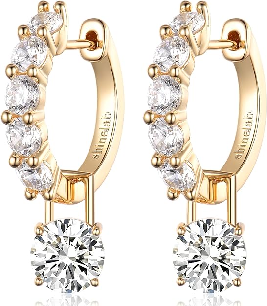 Gold Hoop Earrings for Women 14K Gold Plated CZ Earrings Sterling Silver Post Hypoallergenic Huggie Hoop Trendy Jewelry Gift