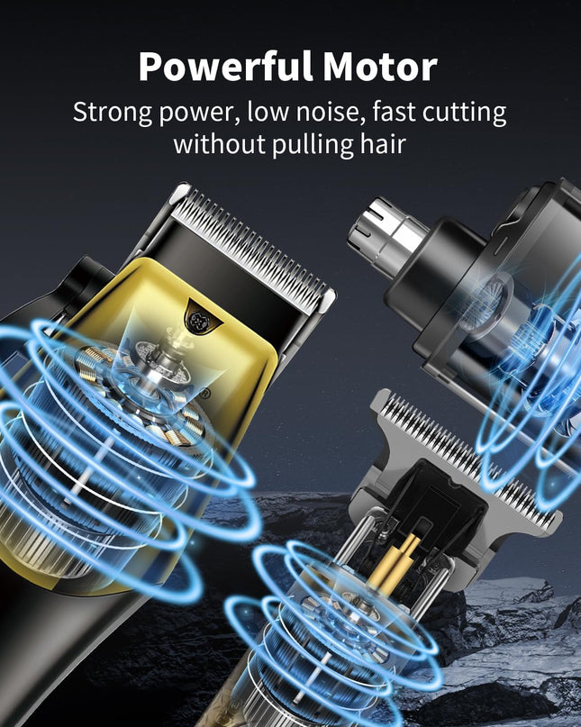 HIENA PRO Professional Hair Clippers & Cordless Barber Clippers for Men, Rechargeable Trimmer Set and Facial Grooming Tool Kit, Ear, Nose Hair Trimmer Set, Gifts for Men