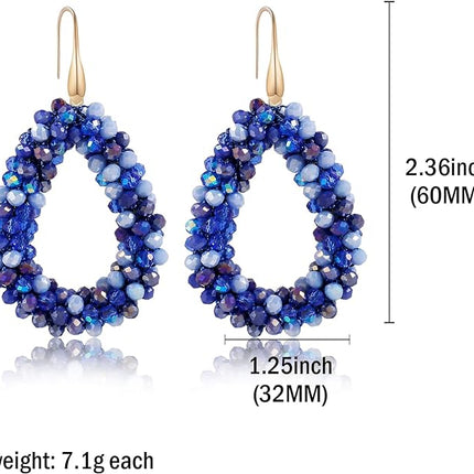 Colorful Beaded Hoop Dangle Earrings For Women Statement Boho Summer Beach Teardrop Drop Earrings Fashion Jewelry Gifts