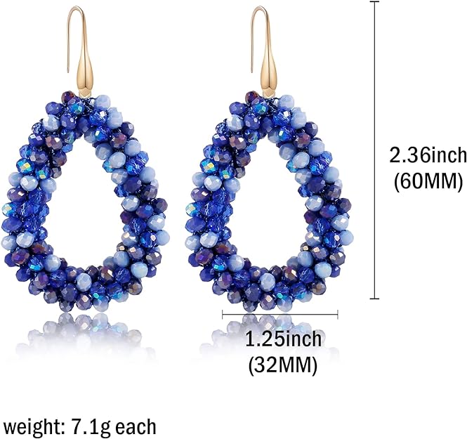 Colorful Beaded Hoop Dangle Earrings For Women Statement Boho Summer Beach Teardrop Drop Earrings Fashion Jewelry Gifts