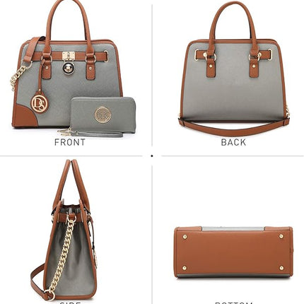 Dasein Women Handbags Top Handle Satchel Purse Shoulder Bag Hobo Bag Work Bag Set 2pcs