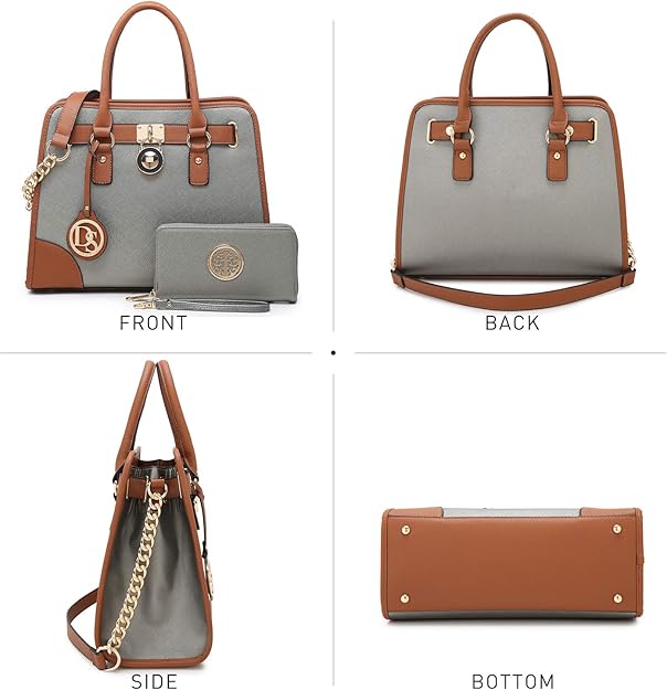 Dasein Women Handbags Top Handle Satchel Purse Shoulder Bag Hobo Bag Work Bag Set 2pcs