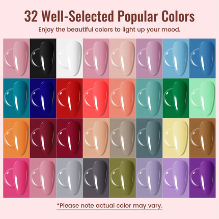 Gel Nail Polish Kit with U V Light 32 Colors Gel Polish Nail + 4 Functional Adhesive Bottles Kit Soak Off Manicure Tools Gifts for Women