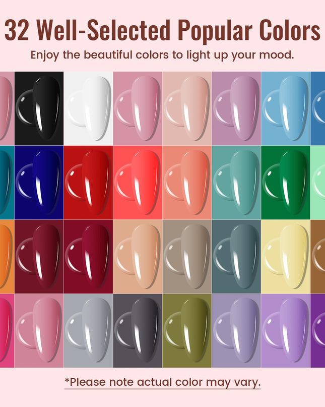 Gel Nail Polish Kit with U V Light 32 Colors Gel Polish Nail + 4 Functional Adhesive Bottles Kit Soak Off Manicure Tools Gifts for Women