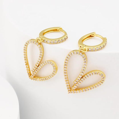 Dainty Gold Huggie Hoop Earrings Dangle Drop 18K Gold Filled Chunky Dangling Earrings Hypoallergenic Earrings with CZ Dainty Earrings for Women