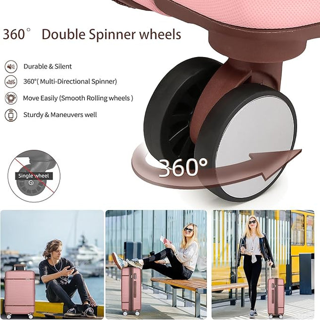 LARVENDER Luggage Sets 6 Piece, Expandable(Only 28 & 24") Luggage Set Clearance for Women, Suitcases with 360° Spinner Wheels, Hardside Travel Luggage with Duffel Bag for men, Rose Gold