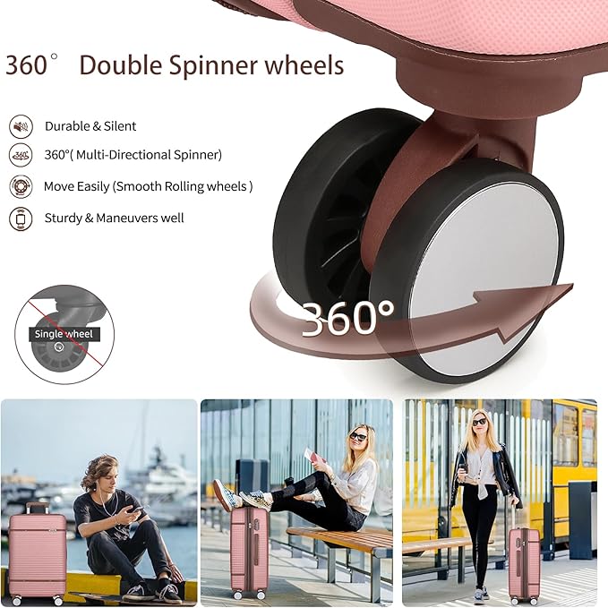 LARVENDER Luggage Sets 6 Piece, Expandable(Only 28 & 24") Luggage Set Clearance for Women, Suitcases with 360° Spinner Wheels, Hardside Travel Luggage with Duffel Bag for men, Rose Gold