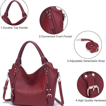Soperwillton Purses for Women Large Shoulder Handbag Tote PU Leather Hobo Crossbody Bag Ladies Wallet Set 4pcs
