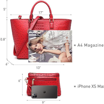 Dasein Women Satchel Purse Handbag Shoulder Bag Work Tote Bag with Matching Clutch