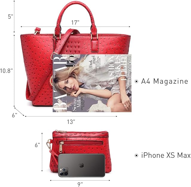 Dasein Women Satchel Purse Handbag Shoulder Bag Work Tote Bag with Matching Clutch