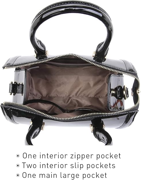 Shiny Patent Faux Leather Handbags Barrel Top Handle Purse Satchel Bag Shoulder Bag for Women