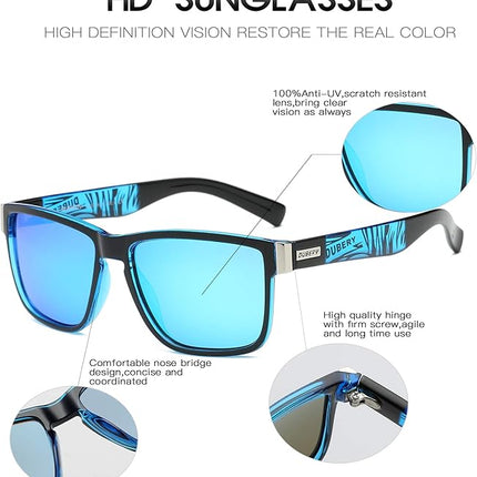 DUBERY Vintage Polarized Sunglasses for Men Retro Square Sun Glasses D518