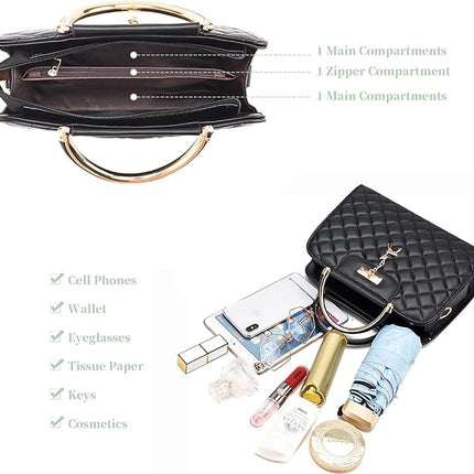 I IHAYNER Purses and Handbags for Women Plaid Satchel Shoulder Bag Top Handle Tote Bag Zipper Crossbody Purse