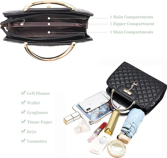 I IHAYNER Purses and Handbags for Women Plaid Satchel Shoulder Bag Top Handle Tote Bag Zipper Crossbody Purse