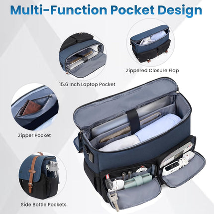 MATEIN Messenger Bag for School with USB Charging Port, Large Crossbody Satchel 15.6 inch Student College Laptop Bags with Shoulder Strap, Water Resistant Work Computer Briefcase for Office Commuting