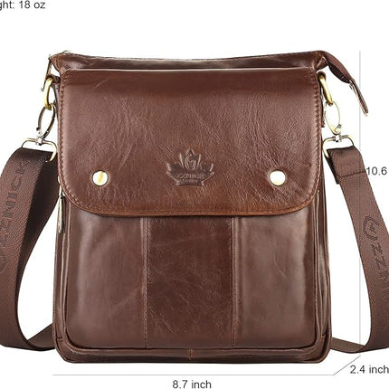 Genuine Leather Messenger Bag, Sling Bag Crossbody Shoulder Bags for Travel Work Business