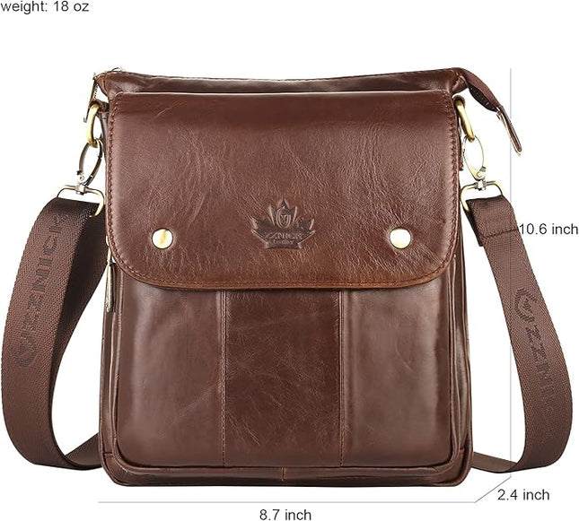 Genuine Leather Messenger Bag, Sling Bag Crossbody Shoulder Bags for Travel Work Business