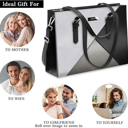 Alfheim Laptop Tote Bag for Women 15.6-16 inch Ladies Shoulder bag with Strap, Travel Business Large PU Leather Briefcase for Office