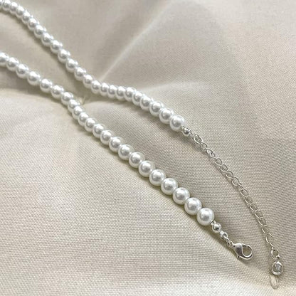 Pearl Necklace 6/8MM Dainty Round Imitation Pearl Choker Necklace Wedding Pearl Necklace Delicate Jewelry for Women Simple Bridesmaid Jewelry Gifts