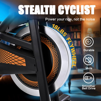 Exercise Bike Indoor Stationary Bike with Bluetooth Cycling Bicycle for Home Gym 300 lbs Weight Capacity Adjustable Seat/Handlebar for Office Cardio Workout
