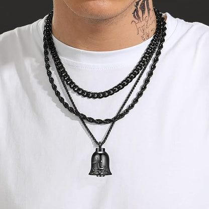 XSMZB Bell Urn Necklace for Ashes for Men Cross Motorcycle Cremation Jewelry Ashes Pendant for Human/Pet Keepsake Gift