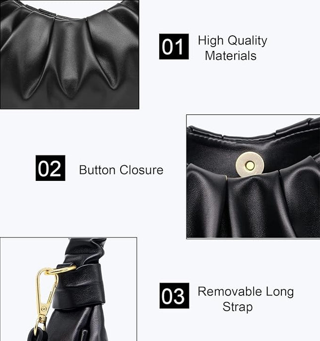 NIUEIMEE ZHOU Small Shoulder Bag for Women Classic Clutch Trendy Tote HandBag Crossbody Purse with Button Closure