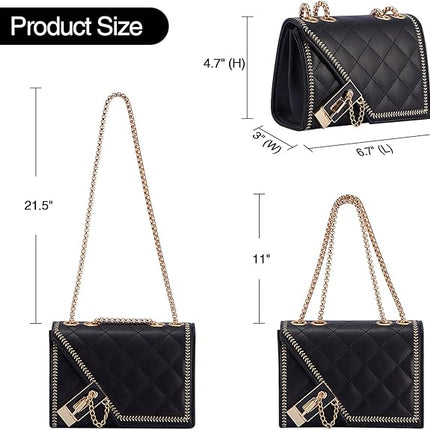 Aiqudou Quilted Crossbody Bag for Women - Leather Shoulder Bag Fashion Chain Small Purse