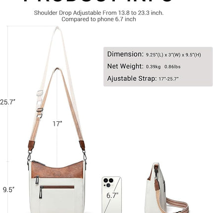 Shrrie Crossbody Bags for Women Trendy Vegan Leather Purses Hobo Handbags Shoulder Bag with Detachable Strap for Traveling